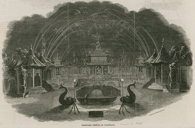Świątynia fajerwerków w Royal Vauxhall Gardens, Londyn autorstwa Ebenezer Landells