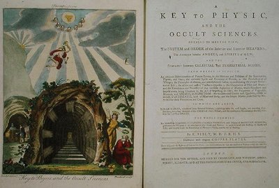 Frontispis do "A Key to Physics and the Occult Sciences", księga 4, wyd. 1800 (litografia kolorowa) autorstwa Ebenezer Sibly
