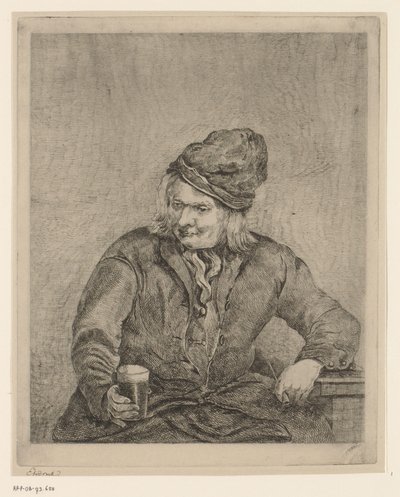 Stary człowiek ze szkłem i fajką w ręku autorstwa Eberhard Cornelis Rahms