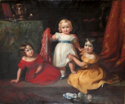 Portret grupowy Johna Scotta, później 3. hrabiego Eldon, i jego sióstr Lady Seliny Scott i Lady Gertrude Scott autorstwa Eden Upton Eddis