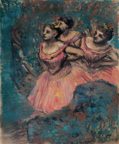 Trzy tancerki w czerwonych kostiumach autorstwa Edgar Degas