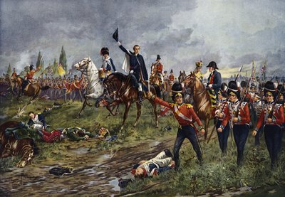 Cała linia posuwa się naprzód, bitwa pod Waterloo autorstwa Edgar Alfred Holloway