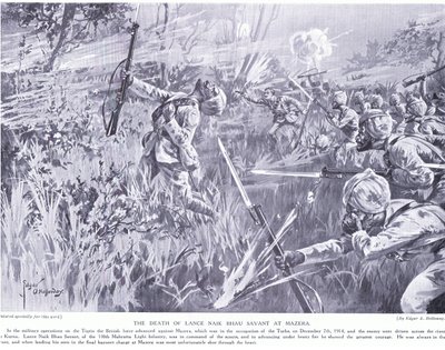 Śmierć Lance Nak Bhau Savant w Mazera na Tigris grudzień 1914 autorstwa Edgar Alfred Holloway