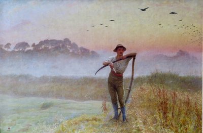Jesienny poranek: Żniwiarz... Człowiek z kosą autorstwa Edgar Barclay