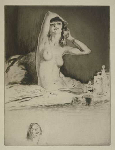 Kobieta w toalecie, ilustracja do „Mitsou” Sidonie-Gabrielle Colette (1873-1954) opublikowana w 1930 r. (akwaforta i sucha igła) autorstwa Edgar Chahine