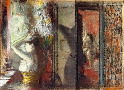 Garderoba aktorek, ok. 1885 (pastel nad akwafortą na papierze) autorstwa Edgar Degas