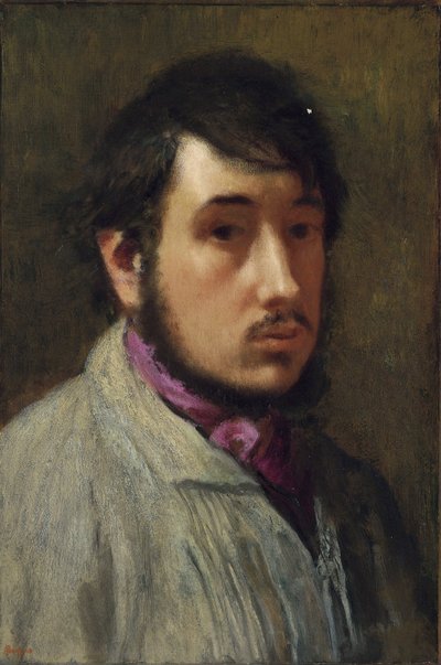 Autoportret - Obraz Edgara Degasa (1834-1917), olej na papierze, ok. 1858, 47x32 cm - (Autoportret, Olej na papierze Edgara Degasa) - Kolekcja prywatna autorstwa Edgar Degas