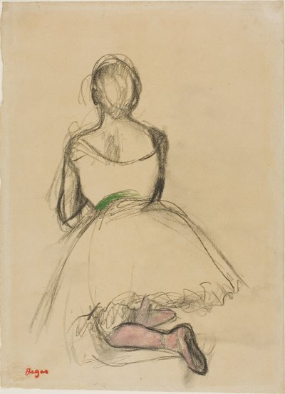 Tancerka klęcząca, widziana od tyłu autorstwa Edgar Degas