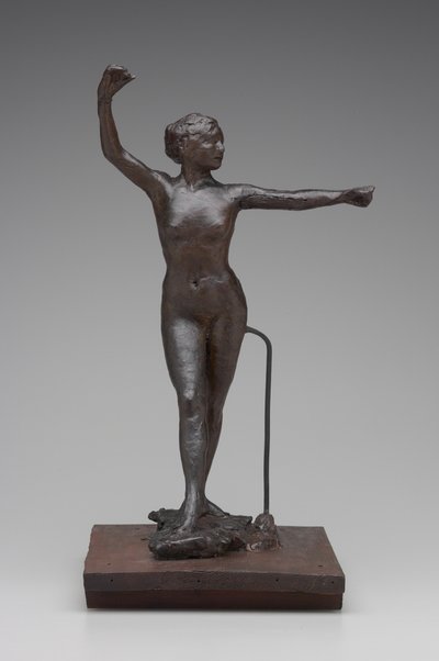 Tancerka gotowa do tańca z prawą nogą do przodu, 1882-95 (wosk i technika mieszana) autorstwa Edgar Degas