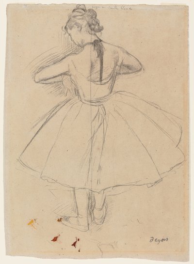 tancerz stojący, widok z tyłu; Tancerka stojąca, widok z tyłu, 1872-1873 autorstwa Edgar Degas