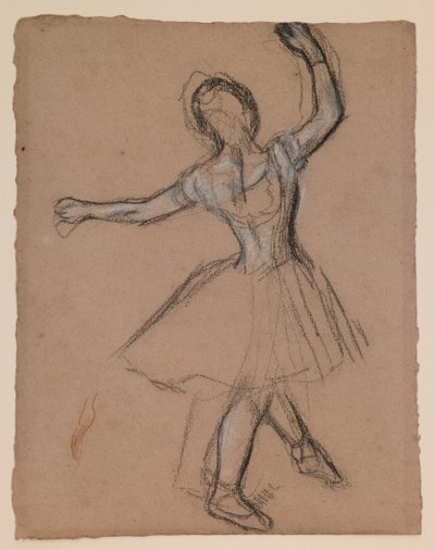 Tancerka na scenie i w ruchu, ok. 1880-85 (biała, czarna i czerwona kreda) autorstwa Edgar Degas