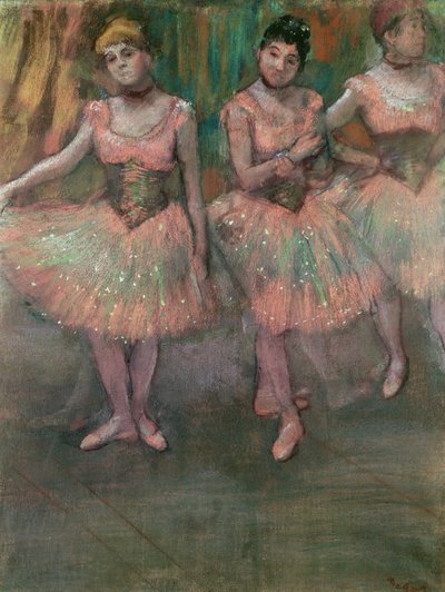 Tancerze noszący spódnice w kolorze łososiowym autorstwa Edgar Degas