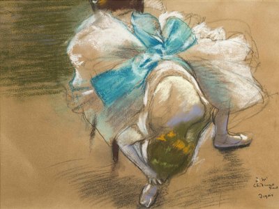 Tancerka wiążąca pantofel, 1887. autorstwa Edgar Degas