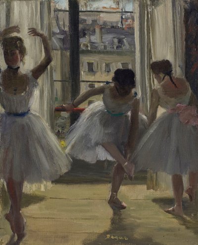 Tancerze w sali ćwiczeń Trzej tancerze, 1873. autorstwa Edgar Degas