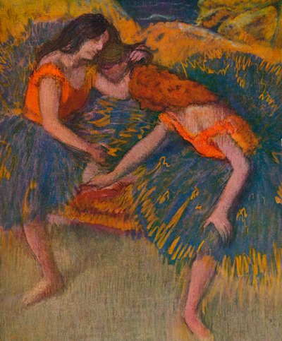 Dwóch tancerzy w żółtych gorsetach, ok. 1902 r. autorstwa Edgar Degas
