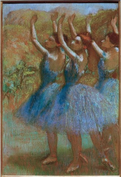 Trzech tancerzy w kolorze niebieskim autorstwa Edgar Degas