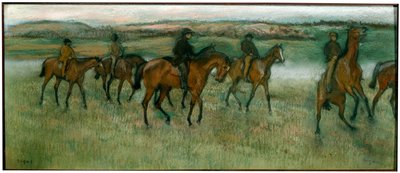 Ćwiczenia na koniach wyścigowych, ok. 1880 r. autorstwa Edgar Degas