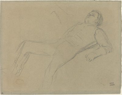 Upadły dżokej (studium do „Sceny z przeszkodami: Upadły dżokej”) autorstwa Edgar Degas