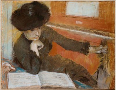 Kobieta siedząca przed fortepianem autorstwa Edgar Degas