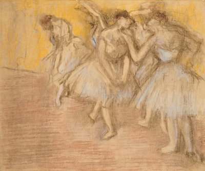 Pięciu tancerzy na scenie, ok. 1906-08 autorstwa Edgar Degas