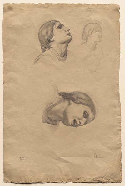 Cztery studia głowy młodej Włoszki autorstwa Edgar Degas
