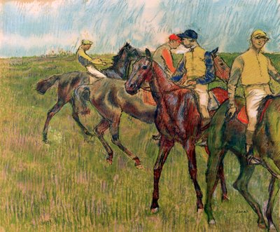 Konie z dżokejami, 1910 autorstwa Edgar Degas
