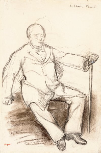 Jules Perrot, studium dla Tancerza Perrota, siedzi, ok.1880 autorstwa Edgar Degas