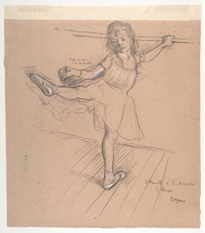 Mała dziewczynka ćwicząca przy drążku autorstwa Edgar Degas
