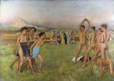 Małe spartańskie dziewczynki prowokujące chłopców. Około 1860-1862, olej na płótnie autorstwa Edgar Degas