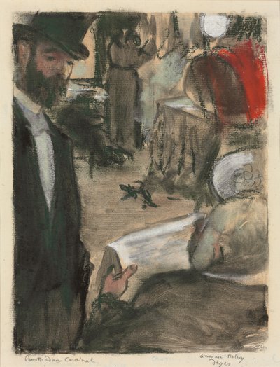 Ludovic Halevy znalazł Madame Cardinal w poczekalni; Ludovic Halevy znajduje Madame Cardinal w pudełku, 1876-1877 autorstwa Edgar Degas