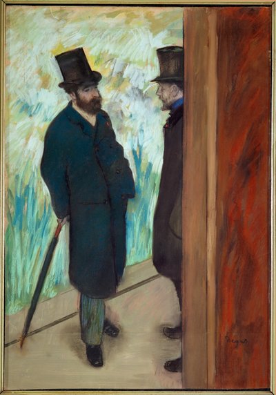 Ludovic Halevy i Albert Boulanger-Cavé na skrzydłach opery autorstwa Edgar Degas