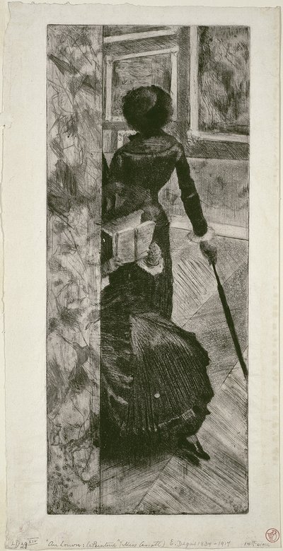 Mary Cassatt w Galerii Malarstwa w Luwrze, 1879-80 autorstwa Edgar Degas