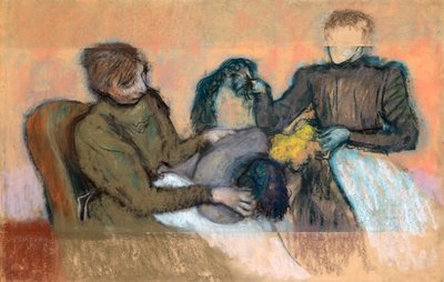 Milliner dostarczający kapelusz, 1898 r autorstwa Edgar Degas