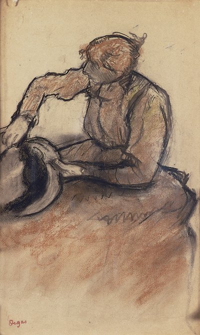 Miller przycinający kapelusz, ok. 1898 r. autorstwa Edgar Degas
