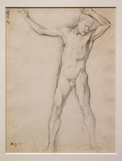 Naga twarz z uniesionymi ramionami, ok. 1859-1861. Grafit na papierze welinowym. autorstwa Edgar Degas