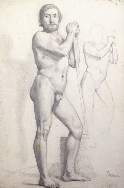 Nagi mężczyzna Stojący; Nagi mężczyzna stojący, c.1856 autorstwa Edgar Degas