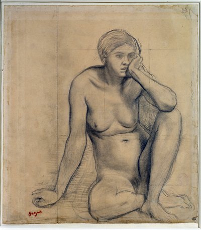 Naga kobieta siedząca Studium do „Scene de guerre au Middle Ages” Rysunek Edgara Degasa (1834-1917) wym. 0,27 x 0,31 m Paryż. Muzeum w Luwrze autorstwa Edgar Degas