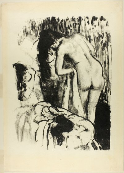 Naga kobieta stojąca, susząca się autorstwa Edgar Degas