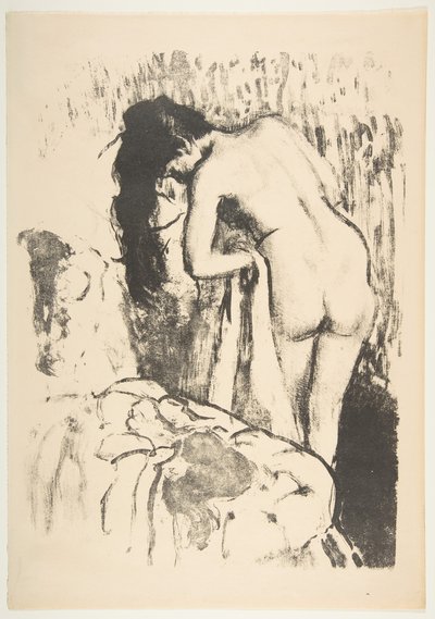 Naga kobieta stojąca, susząca się, 1891-92. autorstwa Edgar Degas