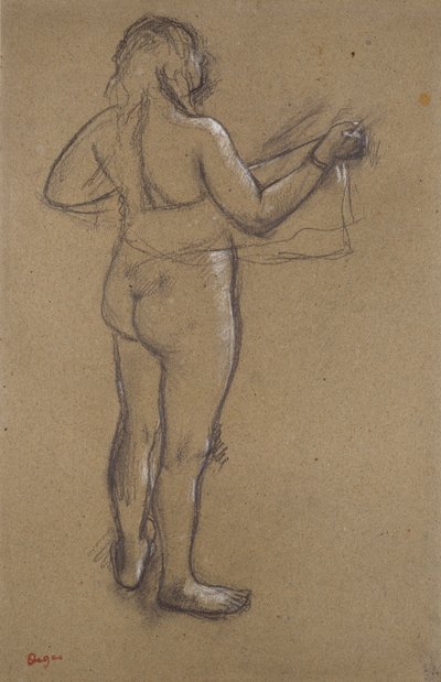 Akt Kobieta osuszająca się ręcznikiem, widziana z tyłu, koniec XIX w. autorstwa Edgar Degas
