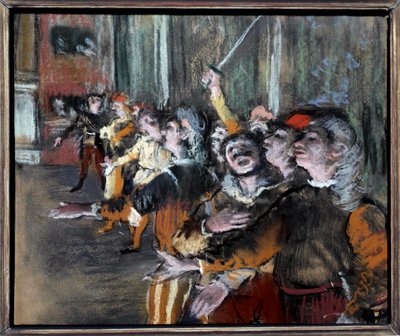 Pastelowe statystki lub chórzyści na monotypii Edgara Degasa (1834-1917) 1877 nd. 0,27x0,32 m Paryż, musee d
