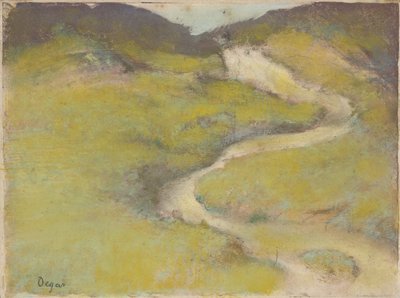 Pathway in a Field, 1890 (pastel na monotypie w olejach) autorstwa Edgar Degas