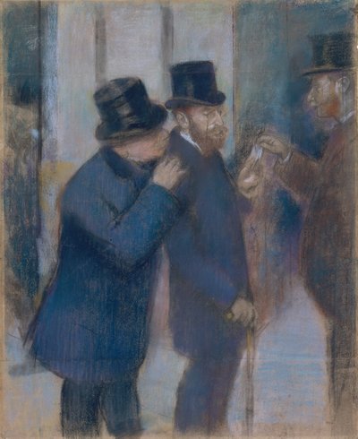 Portrety na Giełdzie, ok. 1878-79 (pastel na papierze, pofragmentowane i ułożone na płótnie) autorstwa Edgar Degas