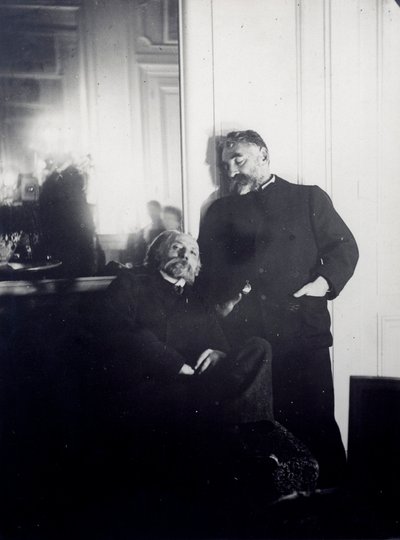 Portrety poety Stephane Mallarme (1842-1898) i malarza Auguste Renoir (1841-1919). Edykt fotograficzny Edgara Degasa (1834-1917) 1895 Paryż, Biblioteka Jacquesa Douceta autorstwa Edgar Degas