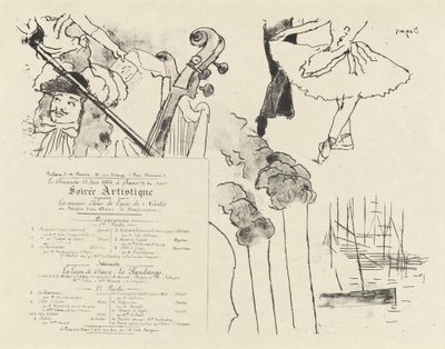 Program na Soiree Artistique (program na wieczór byłych uczniów Lycée de Nantes) autorstwa Edgar Degas