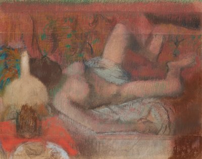 Leżąca naga kobieta, ok. 1888-90 (pastel na monotypii na papierze) autorstwa Edgar Degas