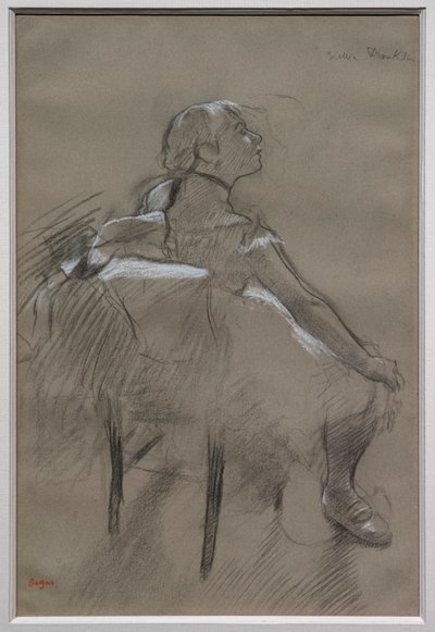Siedząca tancerka (Nelly Frankly). Około 1880 r. Węgiel wydobyty białą kredą na papierze. Specjalna kolekcja. autorstwa Edgar Degas
