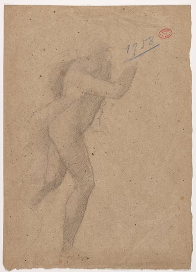 Studium po rycinie Marcantonio Raimondi według Rafaela, „Masakra niewinnych”, c.1854-56 (ołówek i kikut na brązowym papierze) autorstwa Edgar Degas