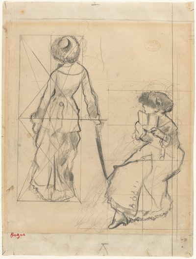 Studium dla Mary Cassatt w Luwrze [recto], c. 1879. autorstwa Edgar Degas