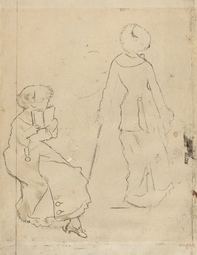 Studium dla Mary Cassatt w Luwrze [verso], c. 1879. autorstwa Edgar Degas